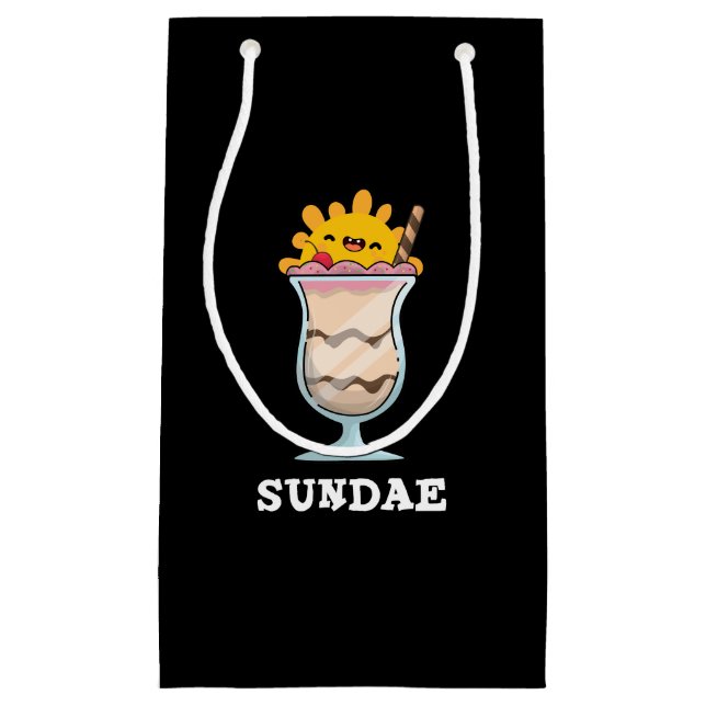 Sundae Funny Sunday Ice Cream Pun Dark BG Small Gift Bag (Front)