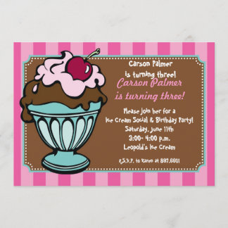 Sundae Shoppe Stripes Invitation