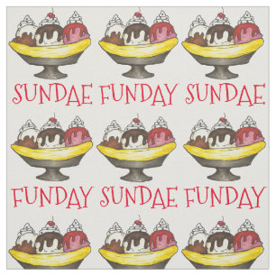 SUNDAE (SUNDAY) FUNDAY Ice Cream Banana Split Food Fabric