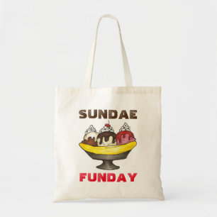 SUNDAE (SUNDAY) FUNDAY Ice Cream Banana Split Food Tote Bag