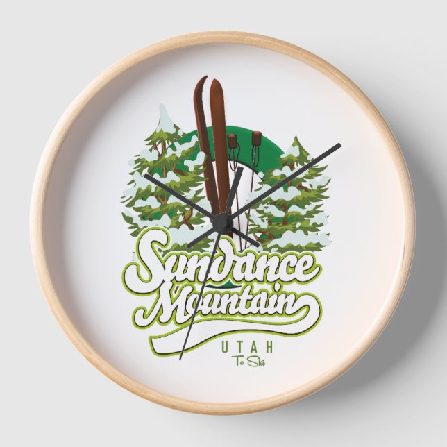 Sundance Mountain Utah Ski logo Clock (Front)