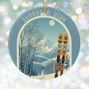 Sundance Mountain Utah ski souvenir Ceramic Ornament