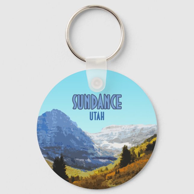 Sundance Utah Mountains Vintage Key Ring (Front)