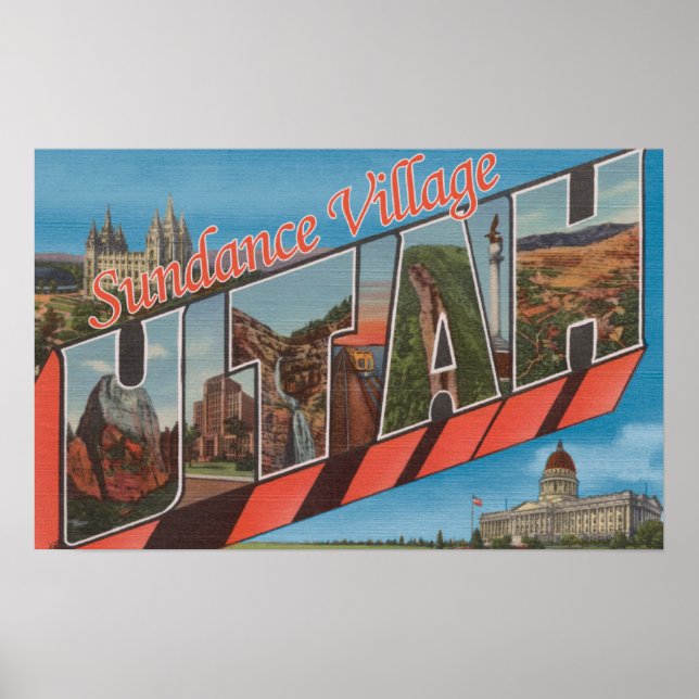 Sundance Village, Utah - Large Letter Scenes Poster (Front)