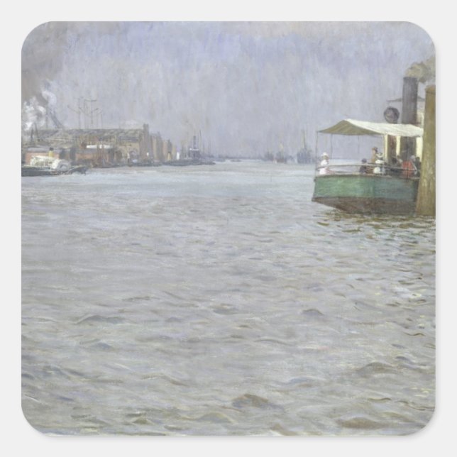 Sunday Atmosphere on the Elbe Square Sticker (Front)
