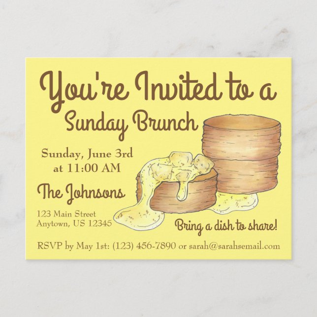 Sunday Breakfast Brunch Biscuits Sausage Gravy Invitation Postcard (Front)