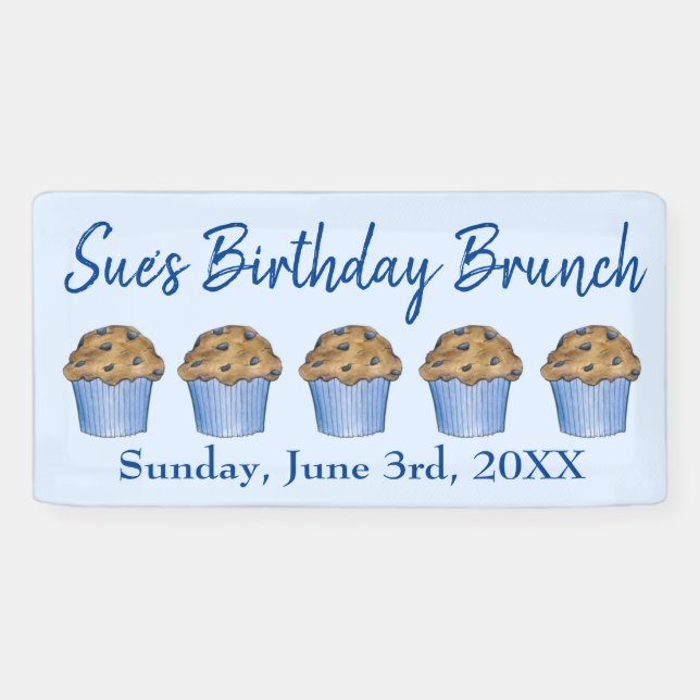 Sunday Breakfast Brunch Party Blueberry Muffin Banner (Horizontal)