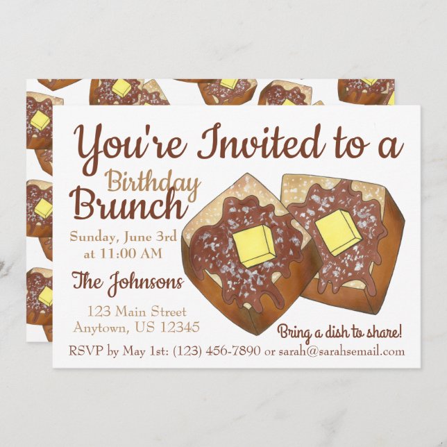 Sunday Breakfast Brunch Party French Toast Invitation (Front/Back)