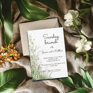 Sunday brunch Dusty Sage Green Flowers Wedding Invitation