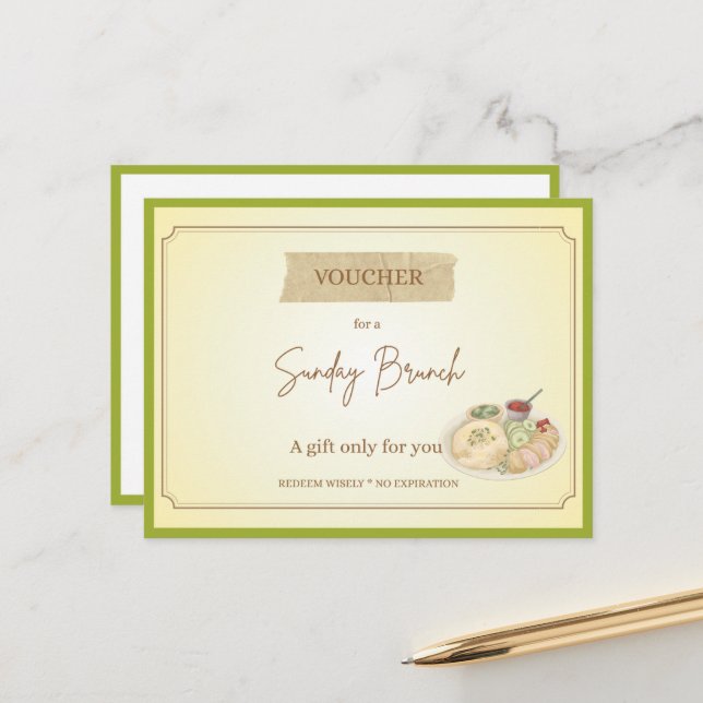 'Sunday Brunch' Funny Gift Voucher Postcard (Front/Back In Situ)