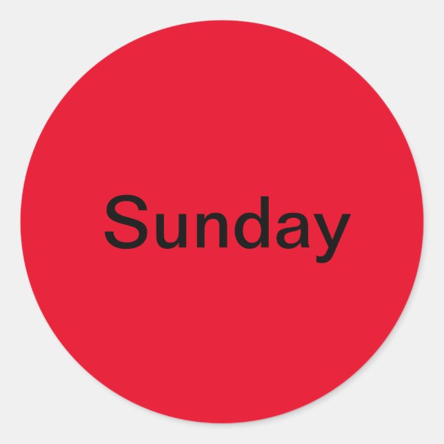 Sunday Day of the Week Red Stickers (Front)