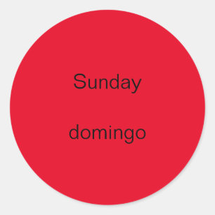 Sunday domingo English to Spanish Stickers