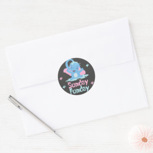 Sunday fun day Kawaii funny blue elephant shower Classic Round Sticker