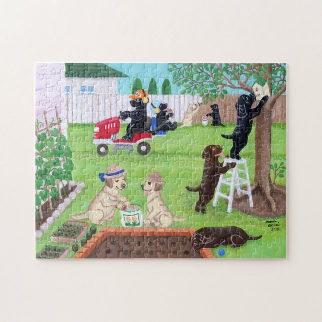 Sunday Fun Labradors Painting Jigsaw Puzzle (Horizontal)