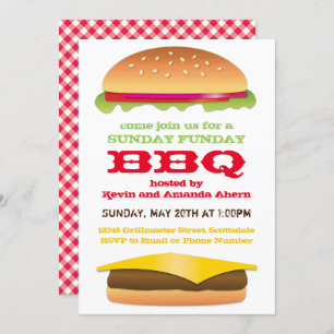 Sunday Funday BBQ Cheeseburger Invitation