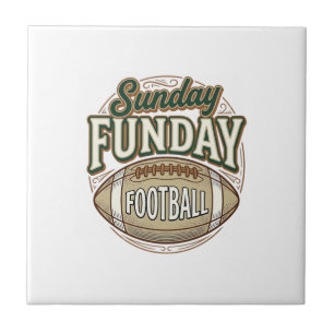 Sunday Funday Football Vintage Shirt Design_1 Ceramic Tile