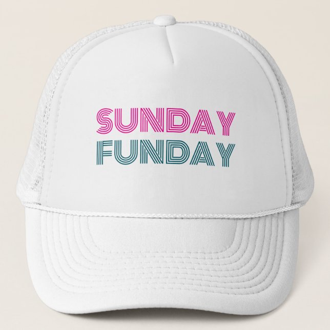 Sunday Funday Funny Personalize Trucker Hat (Front)