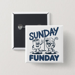 Sunday Funday Golf Funny Golfing Golfers Retro 15 Cm Square Badge