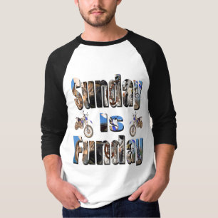 Sunday Is Funday Motorbike Picture Logo, T-Shirt