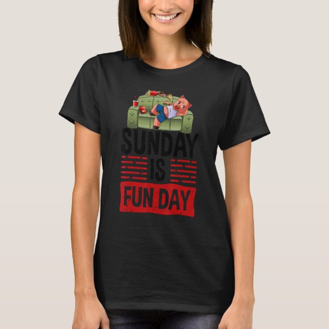 Sunday Is Funday Sleepy  Women Lazy Head Piggy Lov T-Shirt (Front)