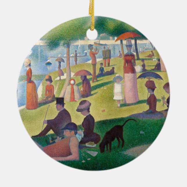 Sunday on La Grande Jatte Seurat Painting Ceramic Ornament (Back)