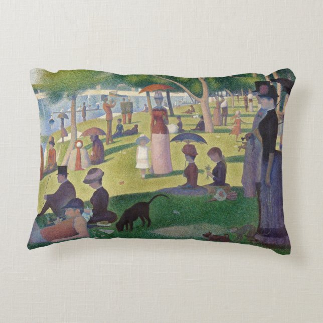 Sunday on La Grande Jatte Seurat Painting Decorative Cushion (Back)