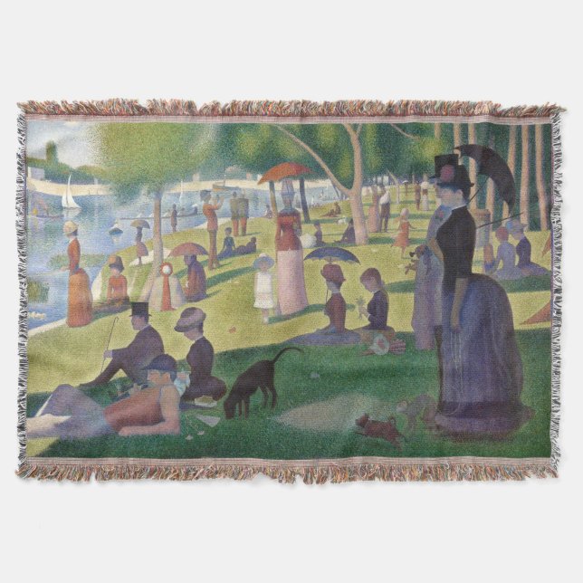 Sunday on La Grande Jatte Seurat Painting Throw Blanket (Front)