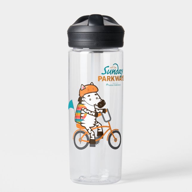 Sunday Parkways Zebra water bottle (Front)