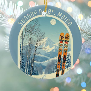 Sunday River Maine ski area souvenir Ceramic Ornament