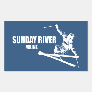 Sunday River Maine Skier Rectangular Sticker