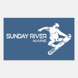 Sunday River Maine Snowboarder Rectangular Sticker