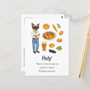 Sunday Roast Party A British Feast for Cat lovers Postcard