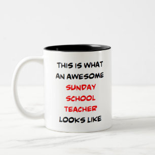 sunday school teacher, awesome Two-Tone coffee mug