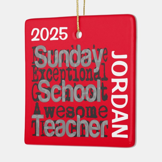 Sunday School Teacher Extraordinaire CUSTOM Ceramic Ornament (Left)