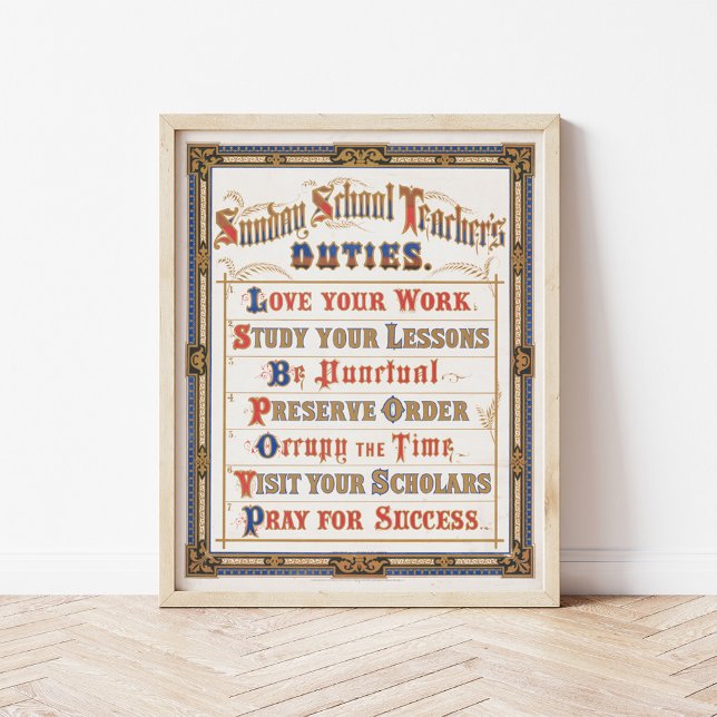 Sunday School Teacher’s Duties | Louis Prang & Co. Poster (Creator Uploaded)