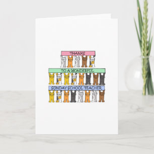 Sunday School Teacher Thank You Cartoon Cats Card