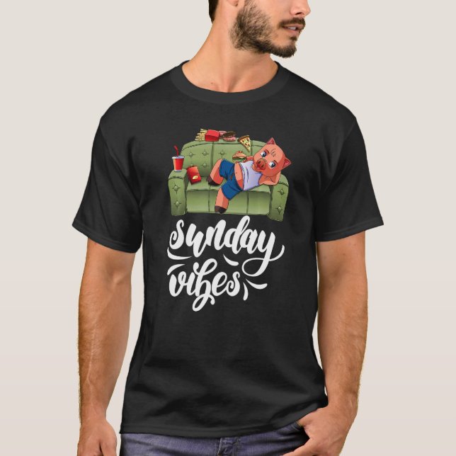 Sunday Vibes Sleepy  Women Lazy Head Piggy Love  1 T-Shirt (Front)