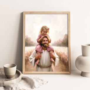 Sunday Walk, Christian Wall Art, Jesus and Girl Poster