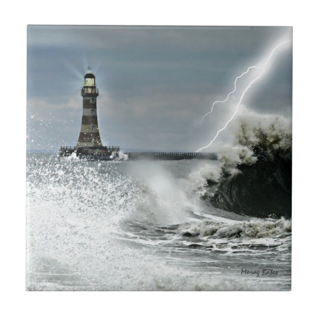 Sunderland - Roker Pier & Lighthouse Ceramic Tile (Front)