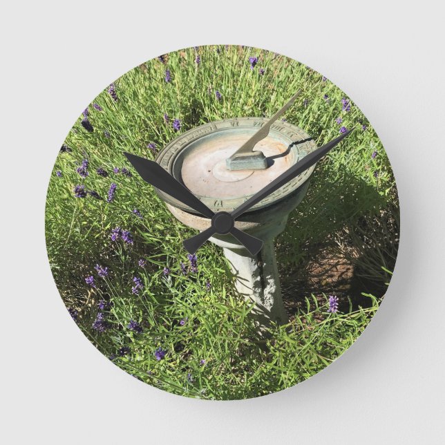 Sundial in Lavender Round Clock (Front)