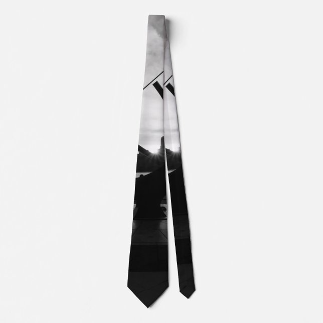 Sundial Sunset Grayscale Neck Tie (Front)