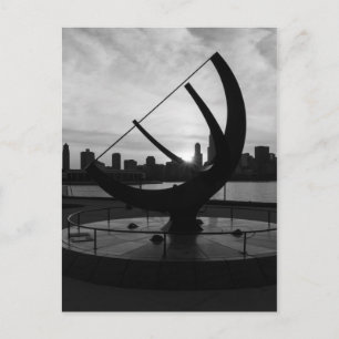 Sundial Sunset Grayscale Postcard