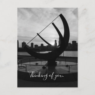Sundial Sunset Grayscale Thinking Of You Postcard