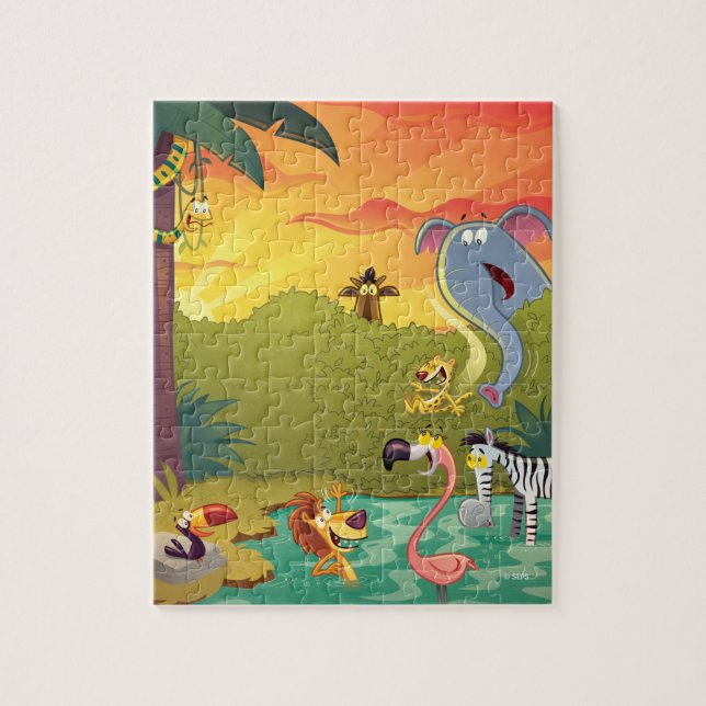 Sundown At The Water Hole Jigsaw Puzzle (Vertical)