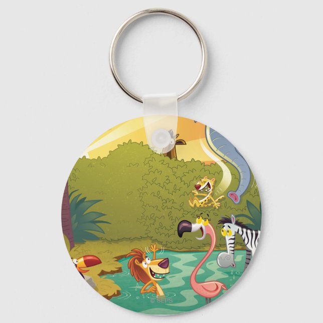 Sundown At The Water Hole Key Ring (Front)