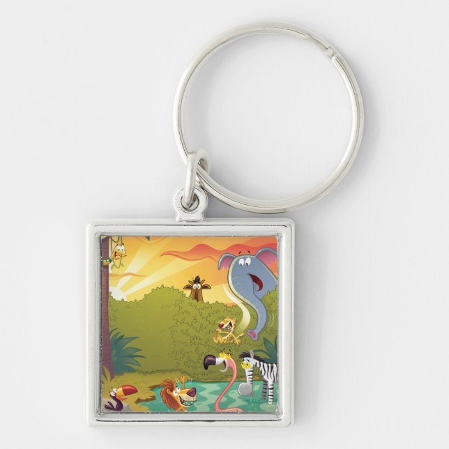 Sundown At The Water Hole Key Ring (Front)