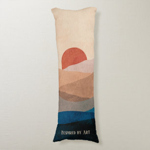 Sundown in the mountains, Watercolor Art Body Cushion