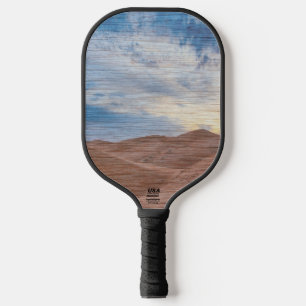 Sundown Over Sand Dunes On Wood Grain Photo Pickleball Paddle