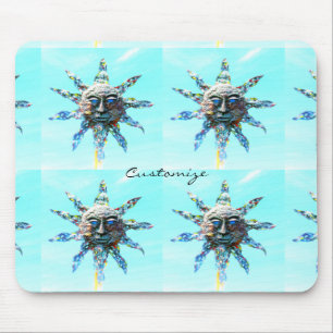 sunfaces  on blue Thunder_Cove Mouse Pad