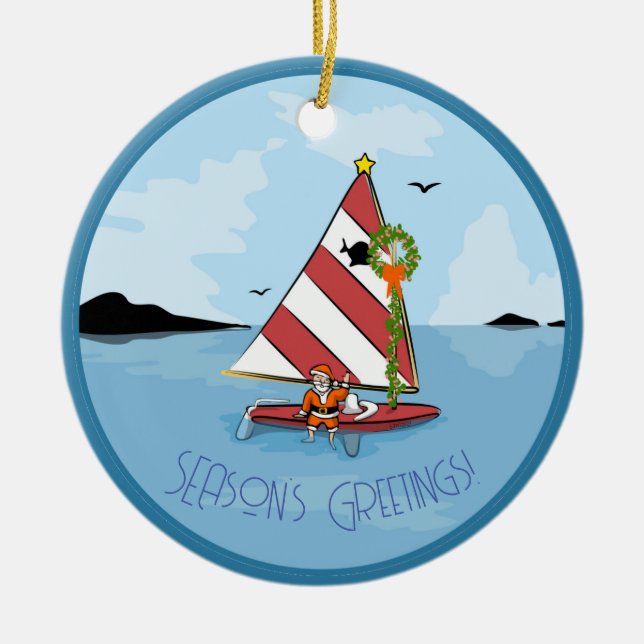 Sunfish Santa Sailor Ornament (Front)